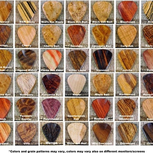 Pickslay's Guitar Pick Collection - ONE Wooden Guitar Pick - (Choose Wood Type) - Exotic Woods - Rare Woods Domestic Woods-Wood Guitar Pick
