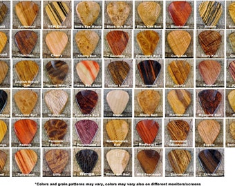 Pickslay's Guitar Pick Collection - ONE Wooden Guitar Pick - (Choose Wood Type) - Exotic Woods - Rare Woods Domestic Woods-Wood Guitar Pick