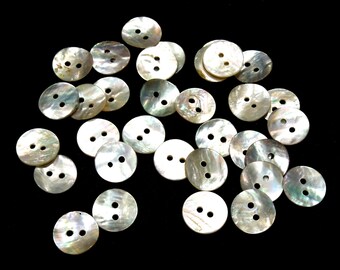 SUPPLY: 40 Mother of Pearl Buttons - Shell Buttons - 10mm 17 C1-00004836