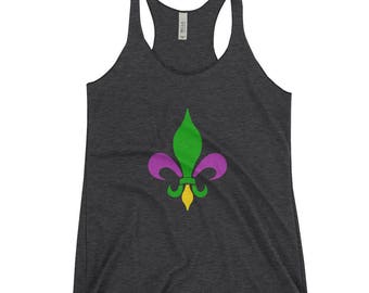 Fleur De Lis Mardi Gras New Orleans Funny T-Shirt Women's Racerback Tank