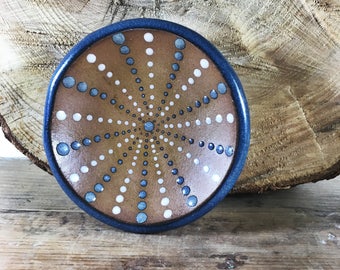 Teal Blue Ceramic Ring Jewelry Dish or Tea Bag Holder Small