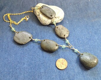 Necklace from Natural California Jade Beach Pebbles