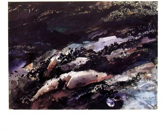 Andrew Wyeth Art - Hupper's Point - 1992 Vintage Reproduction Book Page - 12 x 9