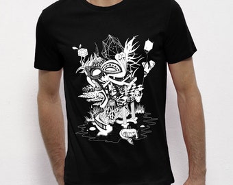 Hand Screenprinted T-shirt / Eden / Black