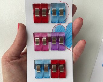 Prym love fabric clips, fabric hold, pin alternative, quilt clips, colourful fabric clips, sewing notions