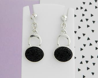Lava black and Silver earrings