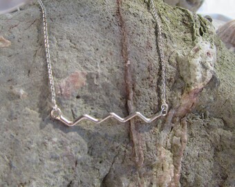 Sterling Silver Zig - Zag Necklace - Dainty - Handmade - 16"