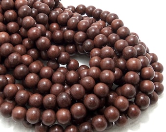 Magkuno Wood, 10mm, Dark, Round, Smooth, Natural Wood Beads, Large, Full Strand, 44pcs - ID 1373-DK
