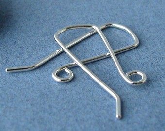 Handmade Earwires, Sterling Silver Findings, Rectangle Squovettes, 2 pairs