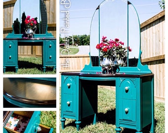 SOLD EXAMPLE....Painted furniture, painted vanity, shabby chic vanity, vintage furniture, shabby chic furniture, makeup vanity, custom order