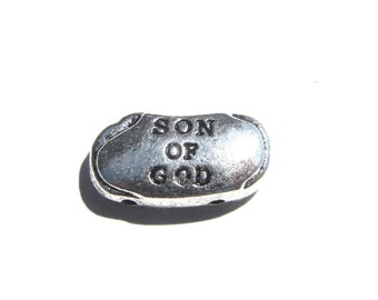 5 Silver Son of God Double Hole Beads