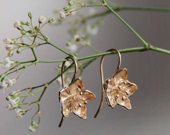 Apple blossom earrings, flower earrings, gold flower earrings, romantic earrings, unique earrings, floral earrings