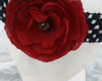 Red and Black Flower Headband