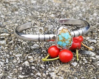Number 8 turquoise 925 sterling silver cuff