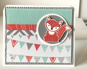 Handmade Foxy Birthday Card - Set of 10