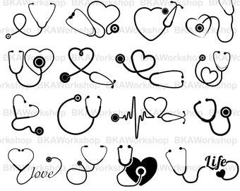 Stethoscope svg - Stethoscope vector - Stethoscope silhouette - Stethoscope digital clipart for Design or more, files download svg, png, dxf