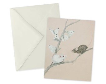 Mice and Moths Card 1pc Blank A2 Note Card