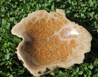 Wood Burl Bowl - Australian Rib Fruited Mallee Eucalyptus Burl Bowl Dish Plate - Hand Made