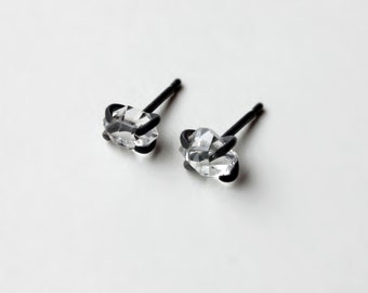 XX - Herkimer Diamanten oxidiertem Silber Ohrringe - natürlichen Herkimer Diamanten oxidiert Sterling Silber Ohrstecker