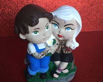 Tattooed Kids Figurine ~ ReVamped Retro Cuties ~ Wedding Cake Topper ~ Ready to Ship!