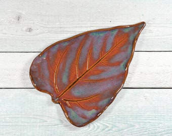 Ceramic Leaf Spoon Rest - Soap Dish - Trinket Tray