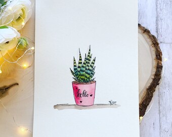 Succulent pen and ink 2