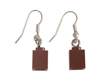 Brown LEGO (R) brick 1x1 on a Silver/Gold plated dangle (hook) - PIF (Pay It Forward)