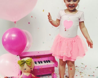 TODDLER LEOTARD - Neon Pink Heart - Pink Girls Leotard