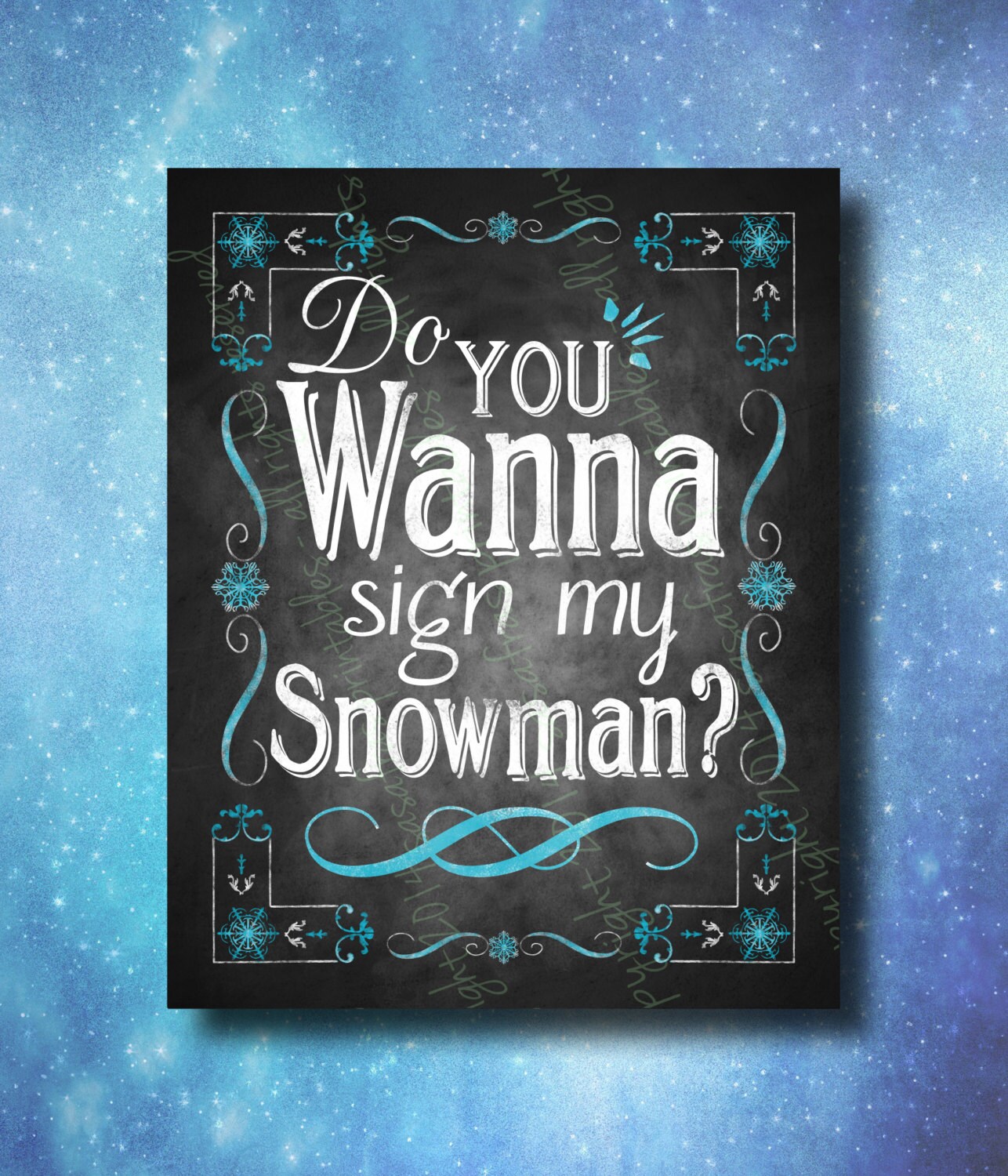 Printable Frozen Sign Frozen Guestbook Frozen Chalkboard