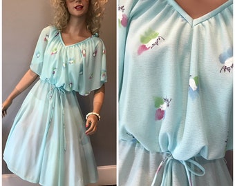Vintage 70's flutter sleeve dress-Med