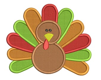 Turkey Embroidery Design Filled Stitch 5 sizes Instant Download