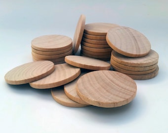 Qty of 25 / 1.5" Wooden Circles Round Discs - 1/8" thick - Wedding Favors DIY Unfinished Ready to Paint