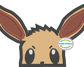 Eevee Pokemon Peeker Applique Machine Embroidery Design 5x7