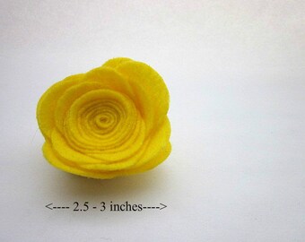 Yellow Pin Accessory, Yellow Flower Brooch Pin, Yellow Brooch Gift, Rose Clip, Yellow Felt Flower, Large Yellow Pin, Yellow Fabric Brooch