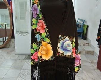 Hand Painted Rebozo Tehuano