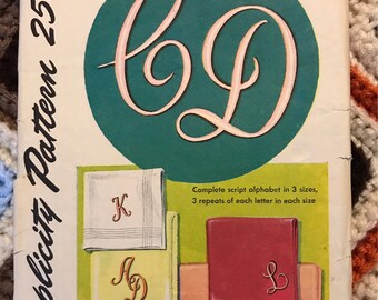 Embroidery Trasfer of Cursive Alphabet, Simplicity #4042