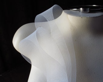 2 YDS CLEAR Crin 2" Horsehair THREADED Edge for Bridal, Veils, Sashes, Millinery