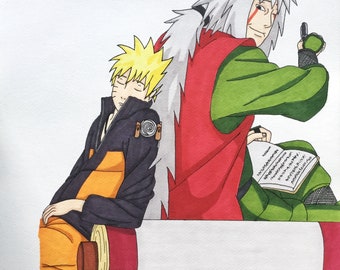 Illustration A4 Naruto and Jiraiya