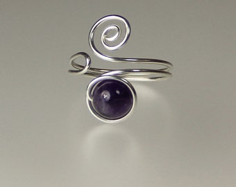 Amethyst sterling silver scroll Ring Sterling silver Bridesmaids gifts Free US Shipping handmade anni designs