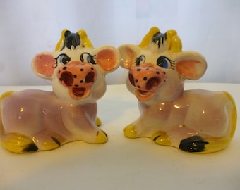 Vintage Kitsch Purple Cow Salt and Pepper Shakers