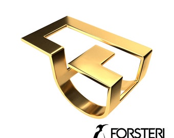 Forsteri Lab - Geometric Ring on silver- Modern Style - 18k Gold - 14k Gold - Sterling silver
