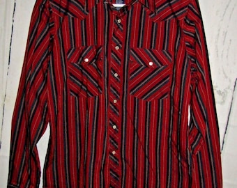 Vintage Wrangler Boys Pearl Snap Up Western Shirt Size XL 14 16