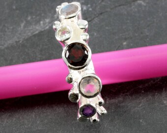Precious stones,perls and 925 Sterling Silver Ring -- 4548