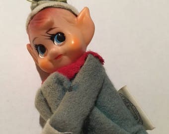 Vintage Knee Hugging Elf / Pixie - Made in Japan (with tag) - Vintage Christmas Decoration Ornament