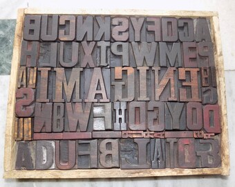 Collage 66 Vintage Letterpress Imagine Wood Type All Letter in Mix size & mix fonts for decoration, craft and many other use.#2