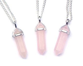 Rose Quartz Crystal Necklace, Rose Quartz Necklace, Crystal Necklace, Crystal Point Necklace, Crystal Pendant, Rose Quartz, Healing Crystal