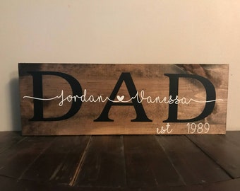 Fathers Day Gift | Fathers Day Sign | Wooden Sign | Personalized Family Sign | Established Family Sign | Fathers Day Gift From Daughter