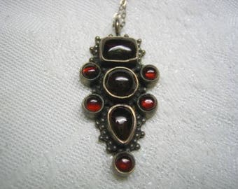 Art Nouveau Antique Garnet Cabochon Sterling Pendant