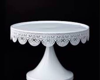 White metal eyelet cake stand - Treat Pedestal cake stand- 9x6 inch metal cake stand - cupcake stand - dessert stand -treat stand