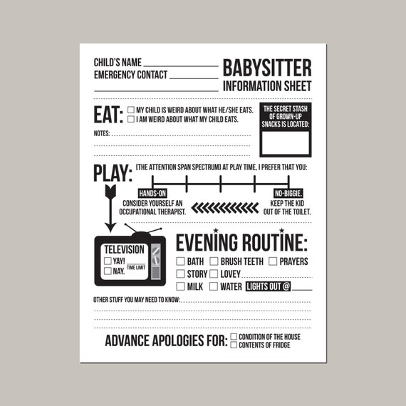 Instant Able Babysitter Information Sheet